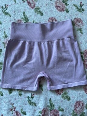 H&M Lilac Ribbed High-Waist Women's Shorts